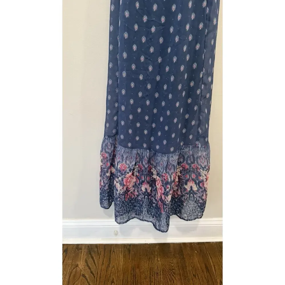 Abercrombie Fitch Maxi Dress Small Navy Floral V Neck nWT 1729